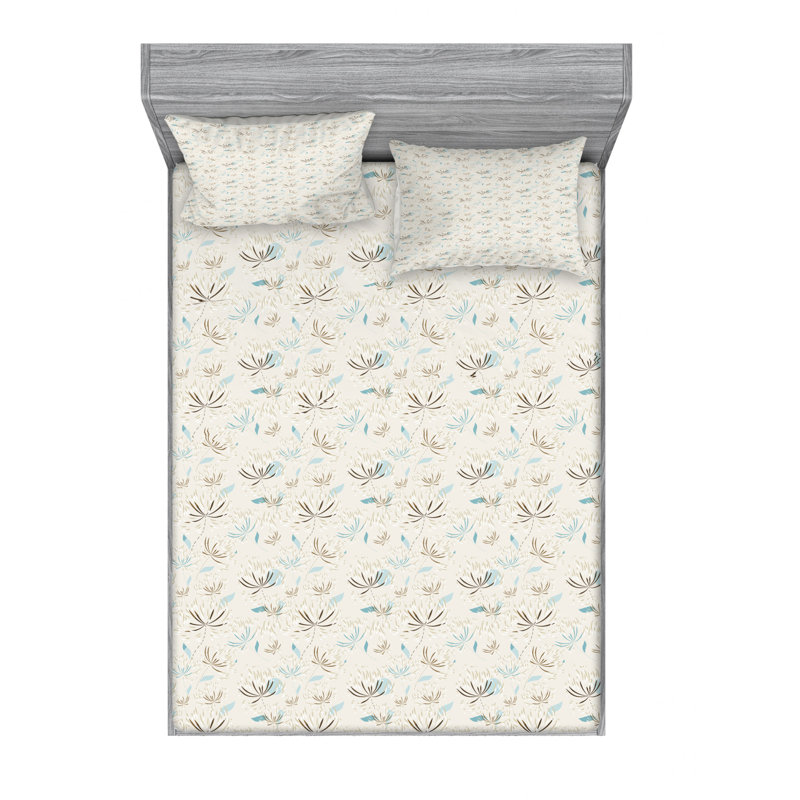 Microfiber Floral Sheet Set, Full Sheet Set with Fitted Sheet