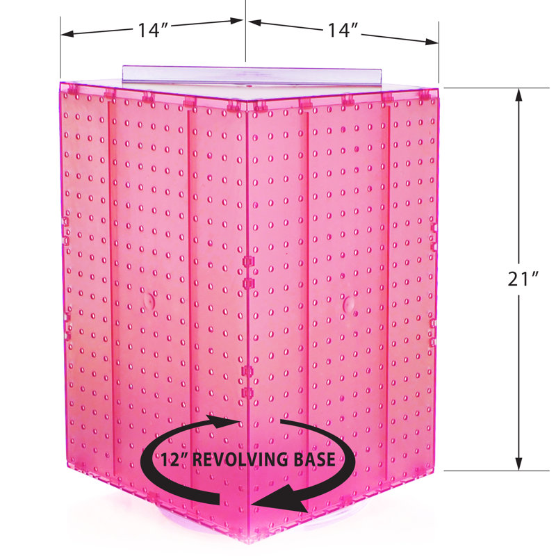 Four-Sided Revolving 14"W x 20"H Pegboard Counter Display w/ 32 4" Hooks
