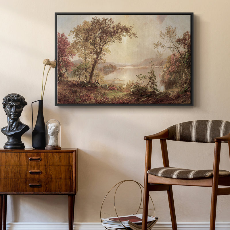 Paysage rétro -ccccxxix, H 25 po x l 37 po x P 2 po, Toile avec cadre flottant noir
