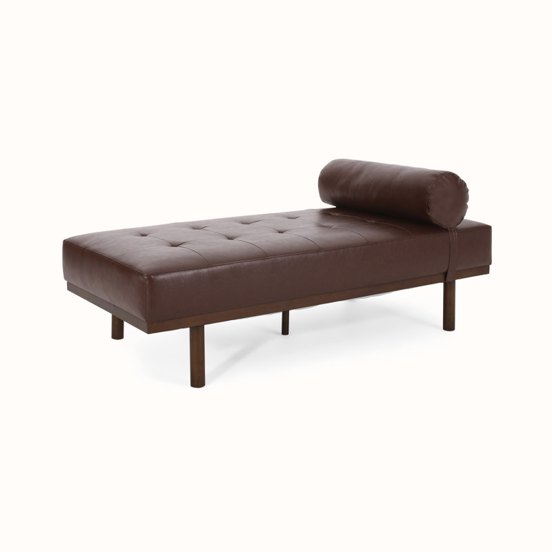 Chaise longue en similicuir Sushpal, Similicuir brun clair