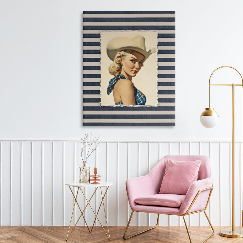 Toile rétro avec rayures de cow-boy, design par Arlington Prints, H 30 po x l 24 po