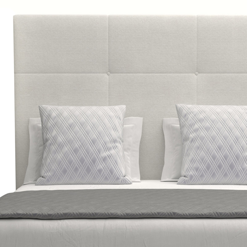 Lit tapissier capitonné standard Dezyah, Grand, Revolution® blanc cassé