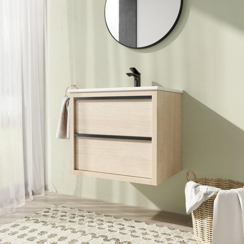 Denel 24" Wall-Mounted Single Bathroom Vanity Set, White