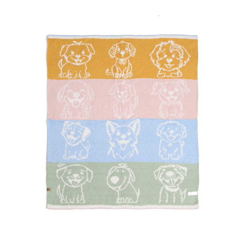 Jeté de luxe à motif animalier multicolore pour enfants - CHIOTS