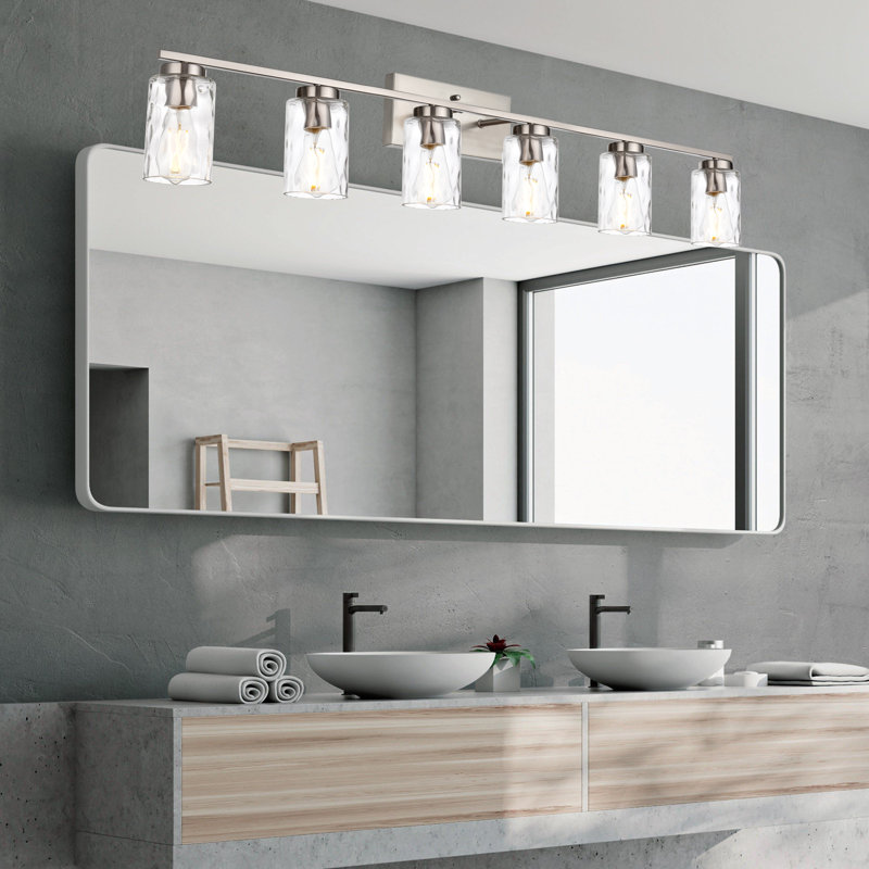 Eddystone Dimmable Vanity Light, 6, Nickel, 9.6" H x 45.3" W x 6.97" D