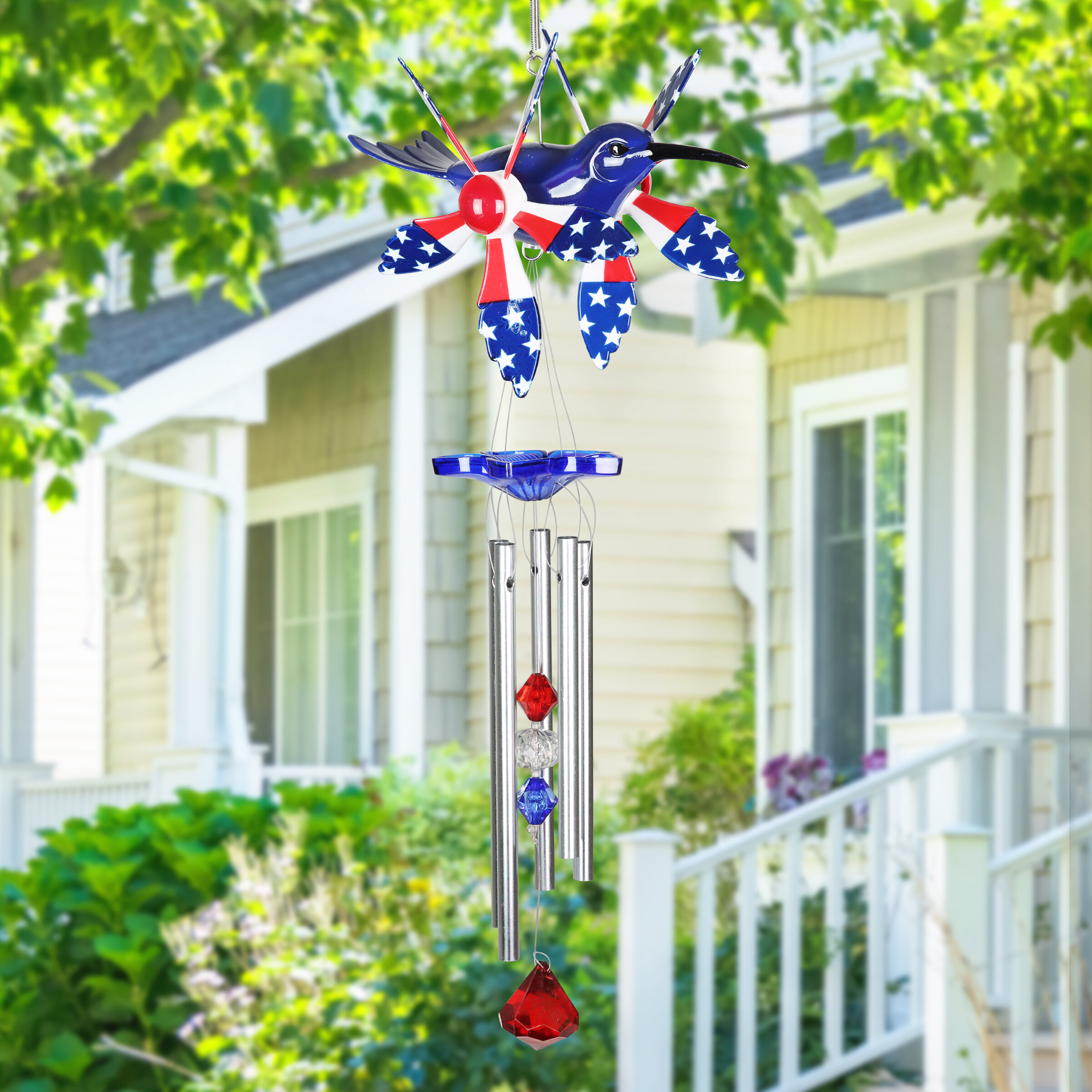 WindyWing Purple and Blue Hummingbird Wind Chimes