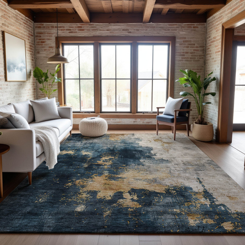 Premium Machine Washable Dahl AMF1072 Abstract Rug, null