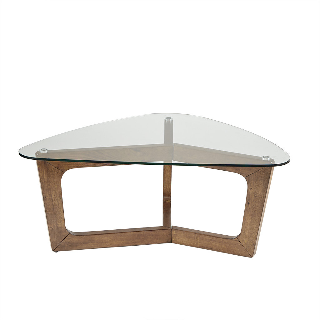 Ivy Bronx Lainey Modern Triangle Coffee Table with Solid Wood Frame ...