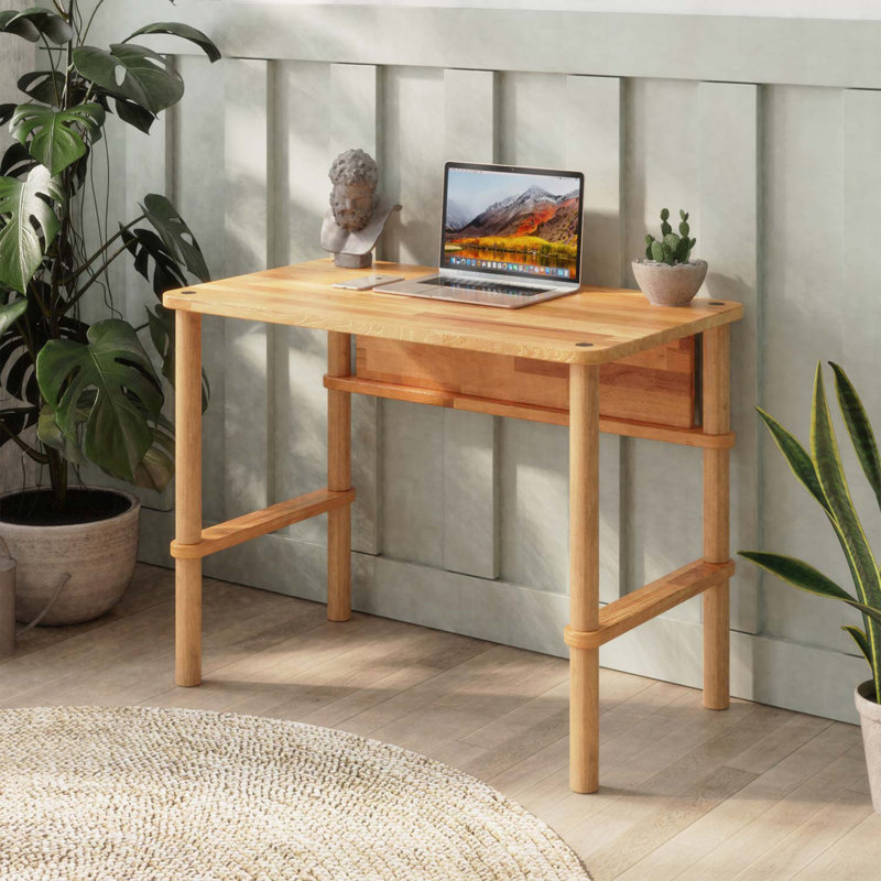 Bureau rectangulaire en bois massif hêtre pour petits espaces Clark, H 29,9 po x l 39,4 po x P 22,8 po