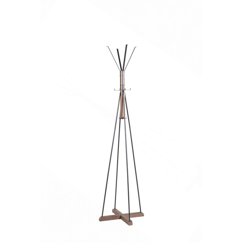 Portemanteau autoportant en bois et métal récupéré avec crochets à utiliser dans la chambre à coucher et le salon
