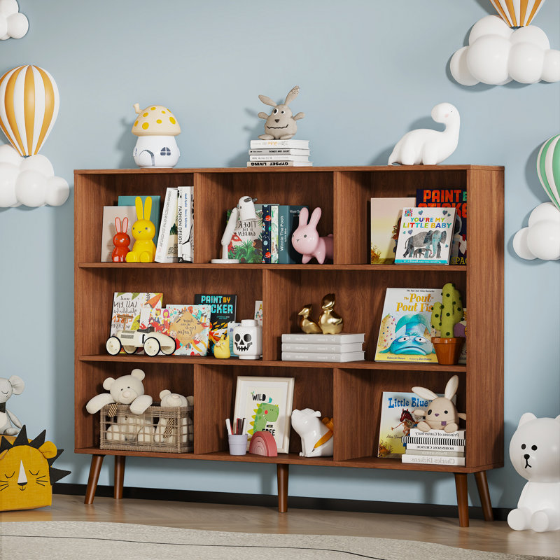 Adisyn No Subject Bookcase, Heritage Walnut, 42.5''H x 55.1''W x 9.4''D