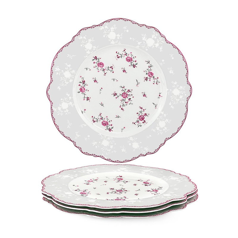 4 assiettes à dîner en porcelaine rose 10 pièces 4 pièces