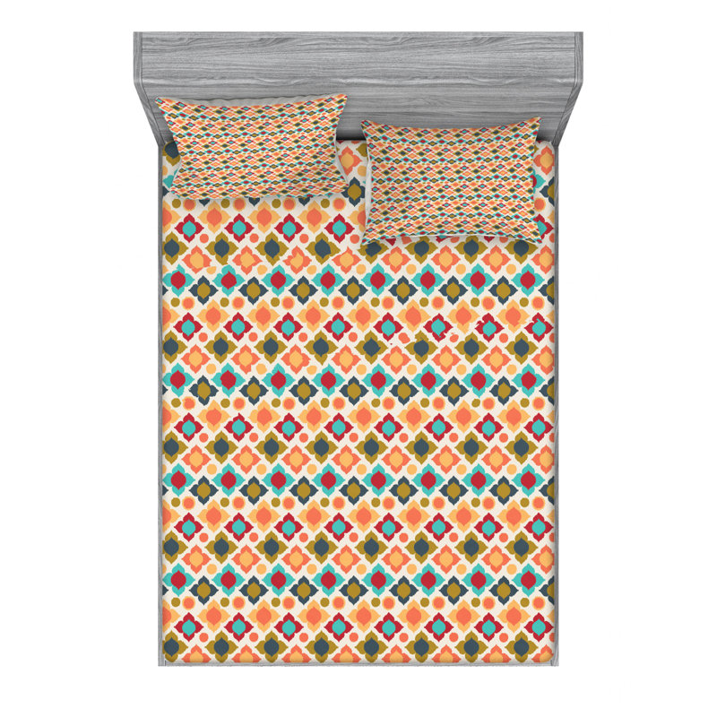 Microfiber Floral Sheet Set, Queen Sheet Set with Fitted Sheet