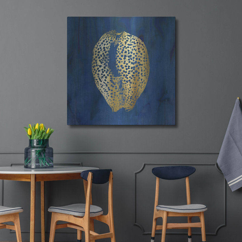Art mural en métal Dovecove «Indigo Sea Treasure IV» par Carol Robinson, H 36 po x l 36 po
