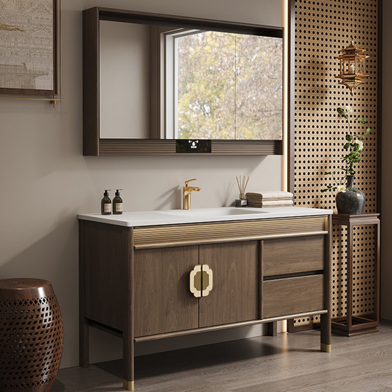 Armoire de salle de bain rétro de style chinois, 51"