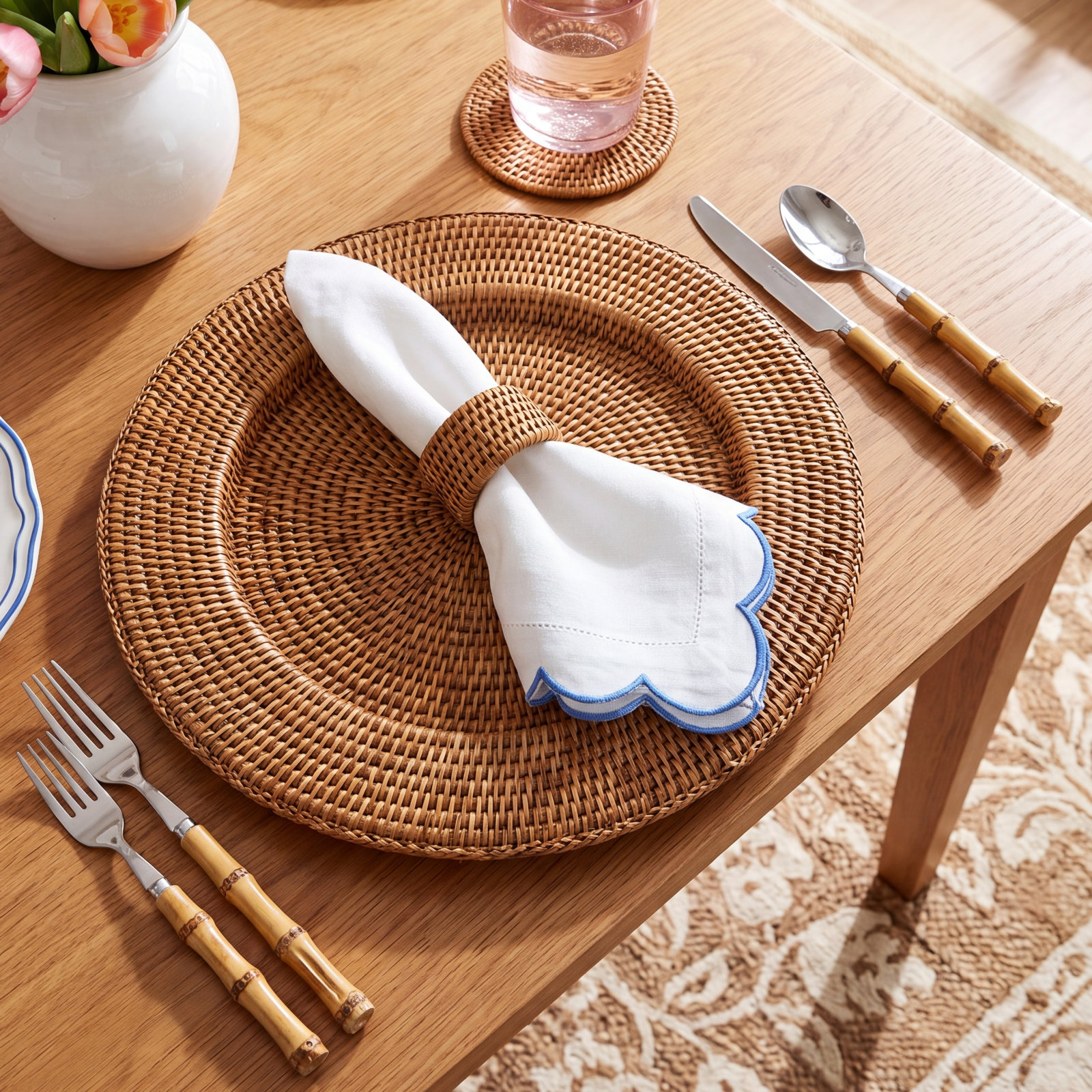 Camden Rattan Napkin Holder, Honey Brown