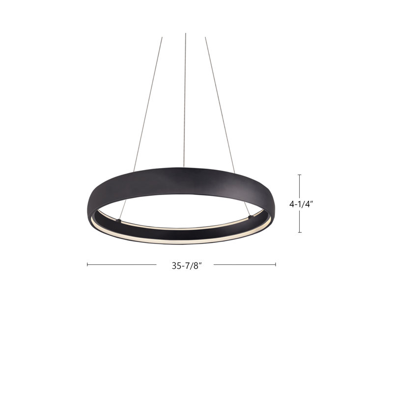 Halo 1 - Light LED Pendant, 126.01" H x 35.375" W x 35.375" D, Black