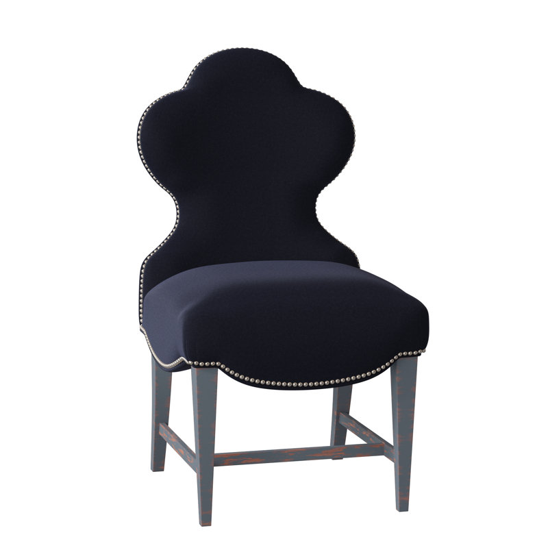 Ace Of Clubs Dining Chair, Vintage Ebony, Polished Nickel Small, Margaret Uniform