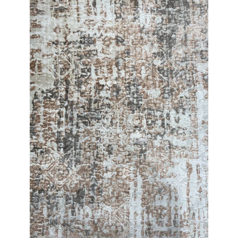 7x9 Gray Hand-Knotted Wool Faded Distressed Texture Abstract Modern Contemporary Carpet Rug