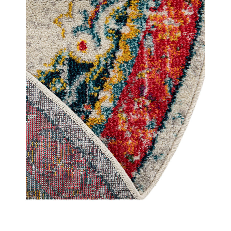Tapis abstrait ivoire / orange Galyean, Ivory/Orange, Half-circle 2'2" x 3'7"