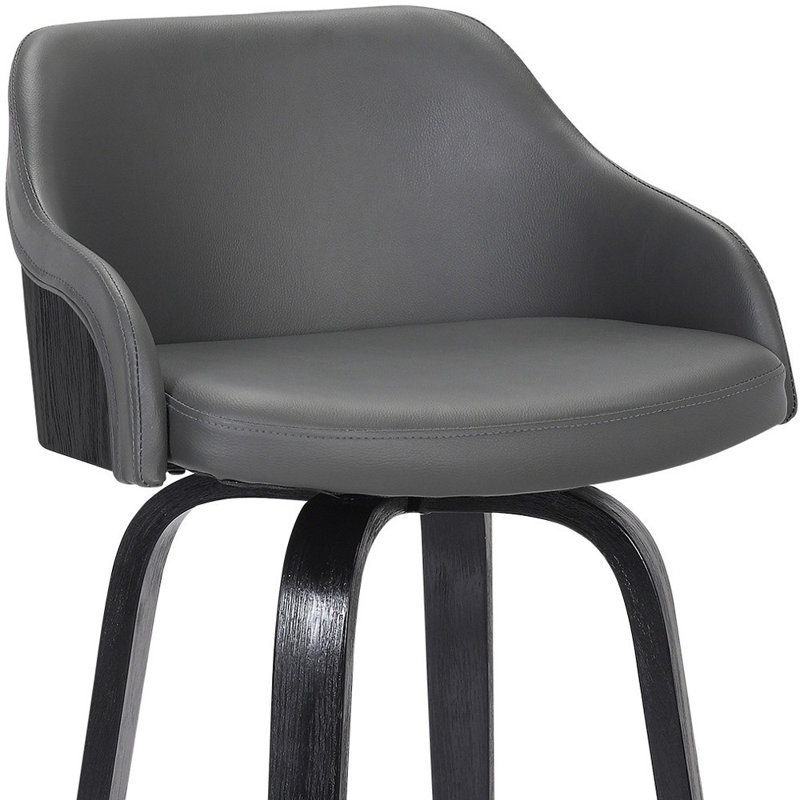 Tabouret de bar pivotant en similicuir, Tabouret de bar (siège d’une hauteur de 30 po), Siège gris / cadre noir
