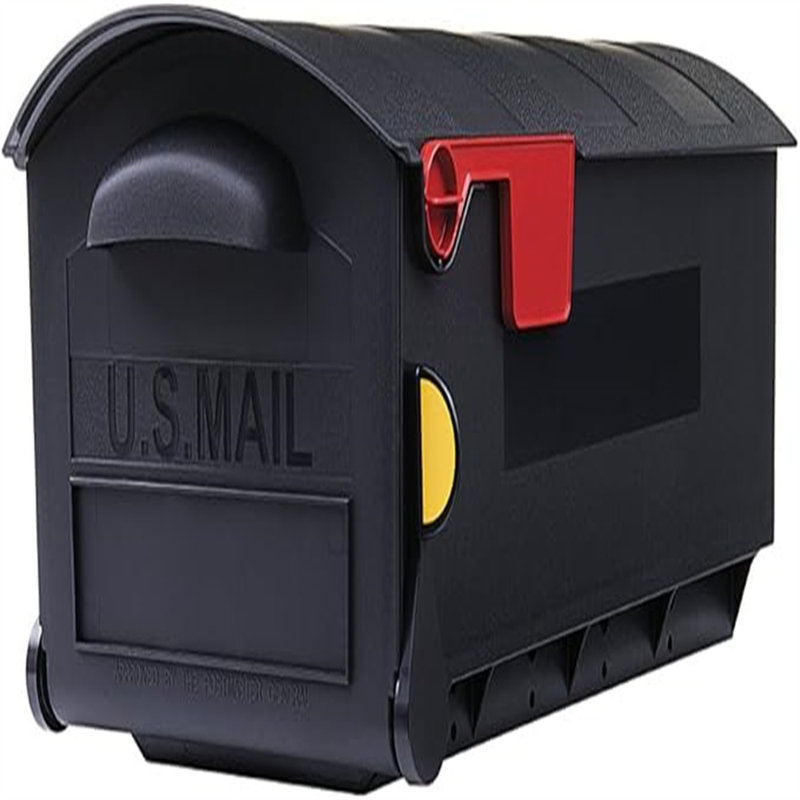 Black Large Capacity Rust-Proof Plastic Post-Mount Mailbox