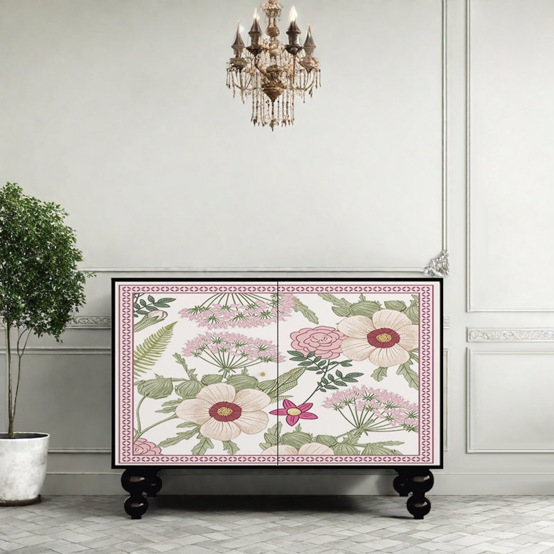 Boho style floral patterns art decor cabinet