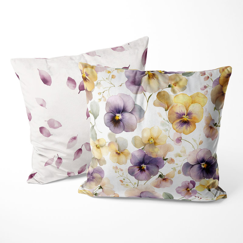 Coussin décoratif floral 2 pièces - Coussin décoratif à imprimé campagnard Dusty, H 18 po x l 18 po