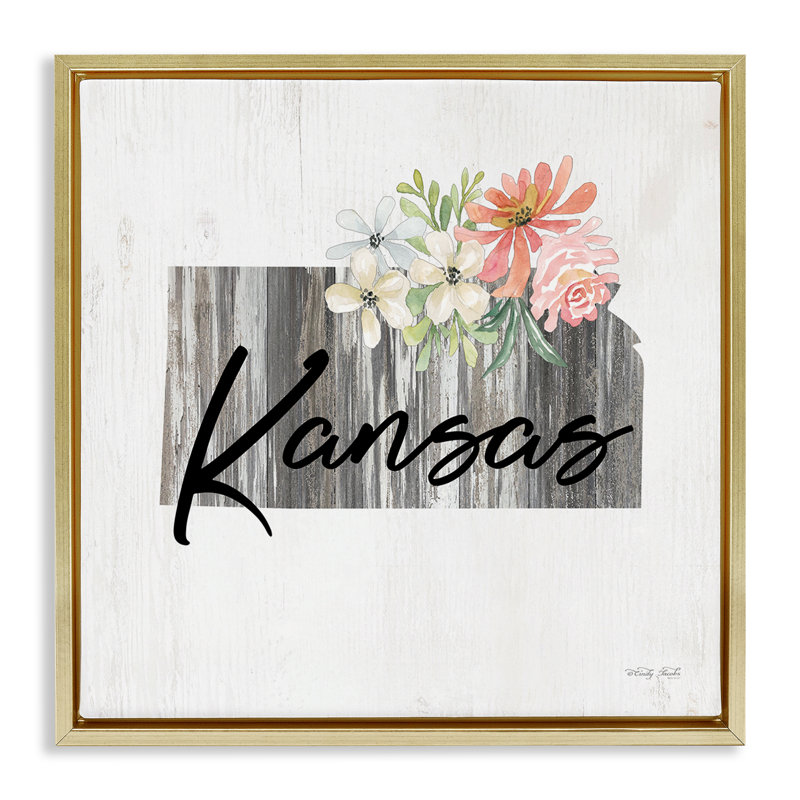 «Shabby Elegance Kansas», art mural encadré flottant par Cindy Jacobs, Cadre flottant métallique doré, H 25 po x l 25 po