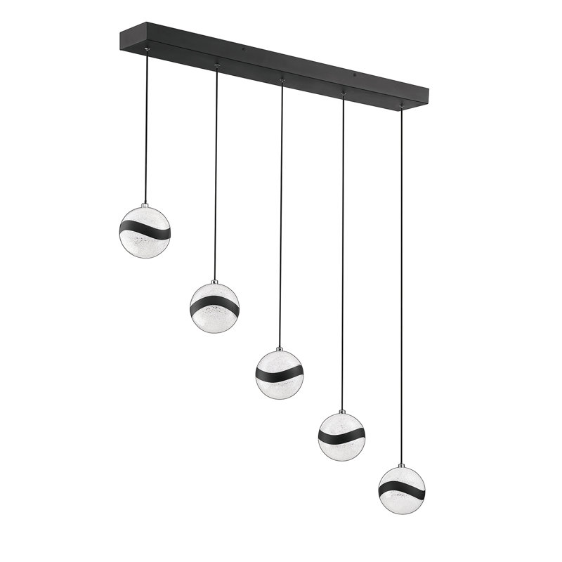 Barre d'éclairage à DEL 5 lumières Galnares, Noir, Noir / argent