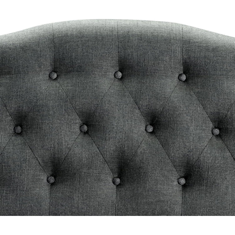 Linen Upholstered Headboard-Modern-Adjustable Height-Button Tufting, Full, Black