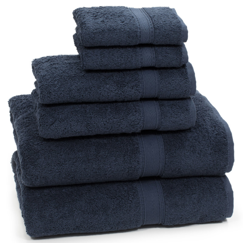Navy Turkish Cotton Set of Six Dobby Weave Washcloths