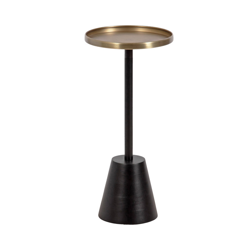 Roene Pedestal End Table, 22" H x 10" W x 10" D, Gold/Black