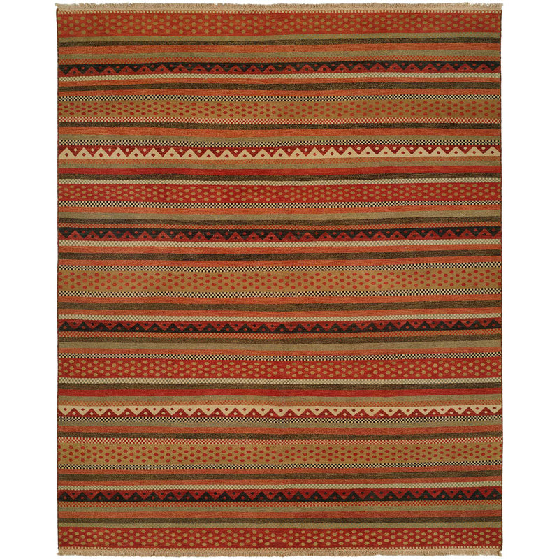 Tapis en laine brun / rouge, Rectangle 10 pi x 14 pi