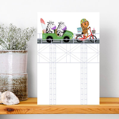 "Animaux sur le pont", impression d'art mural fantaisiste contemporain