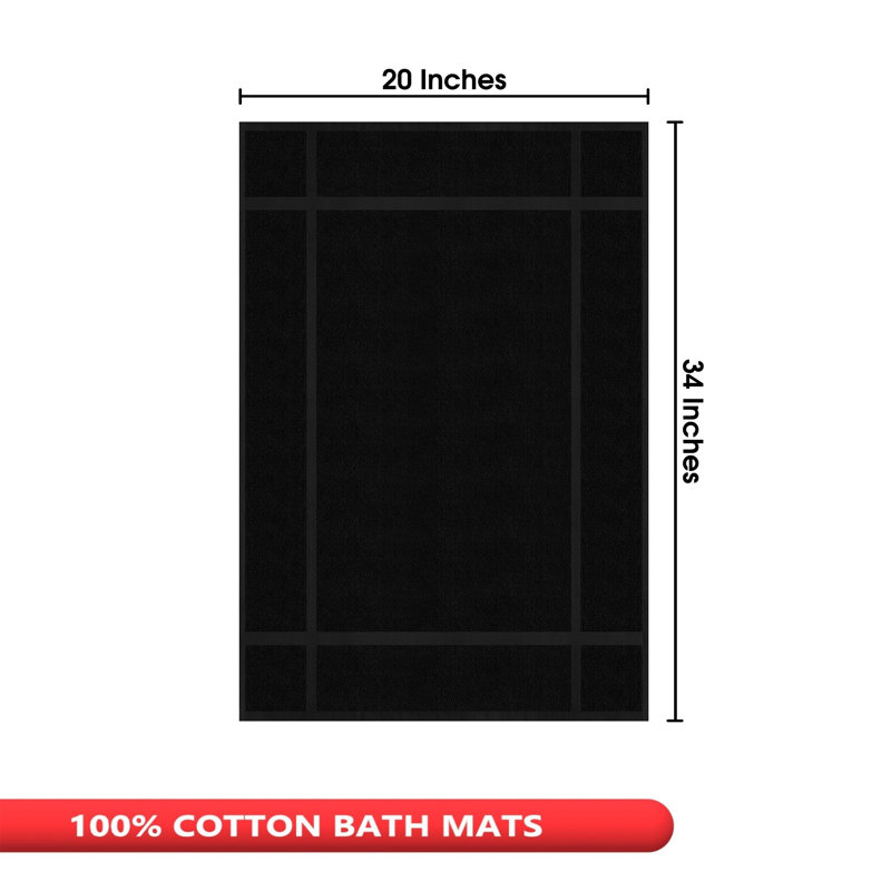 Solid Bath Mat 1350 GSM 100% Cotton for Bathroom Floor, 20" W x 34" L, Black