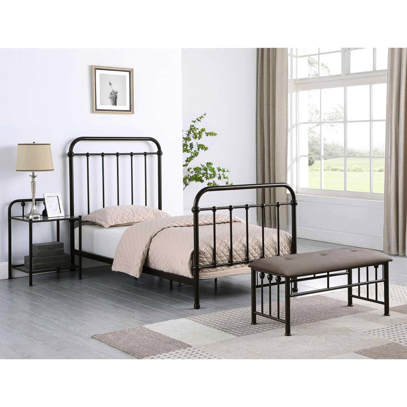 Lit simple en métal bronze foncé - Structure de mobilier de chambre à coucher classique Option gracieuse