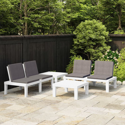 Chaise longue en teck avec coussins 3 pièces Ceshut