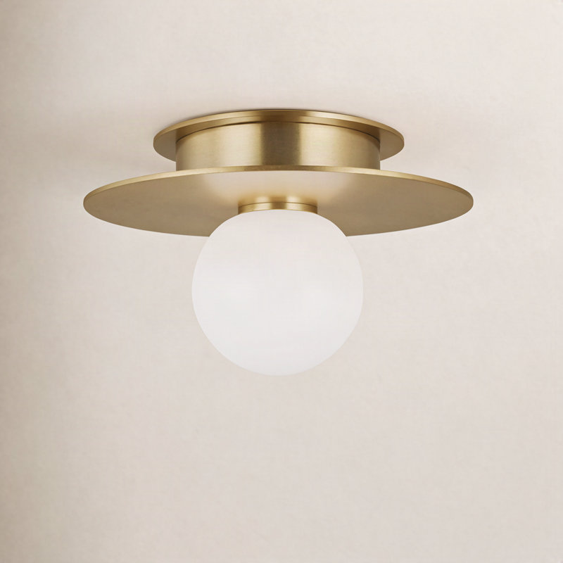 Allegra Glass Flush Mount, Burnished Brass, 4.625" H x 8" W x 8" D