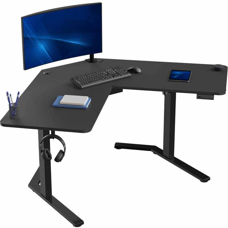  Bureau debout en coin Black Electric 55 "x 55", poste de travail en L