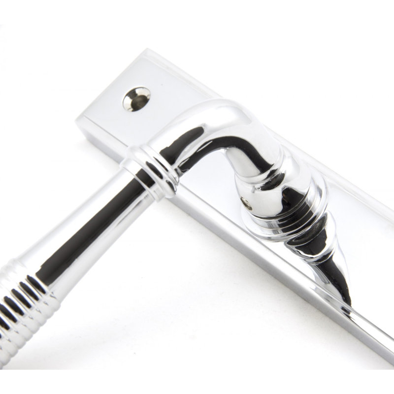 Reeded Lock Door Handle Kit, Polished Chrome