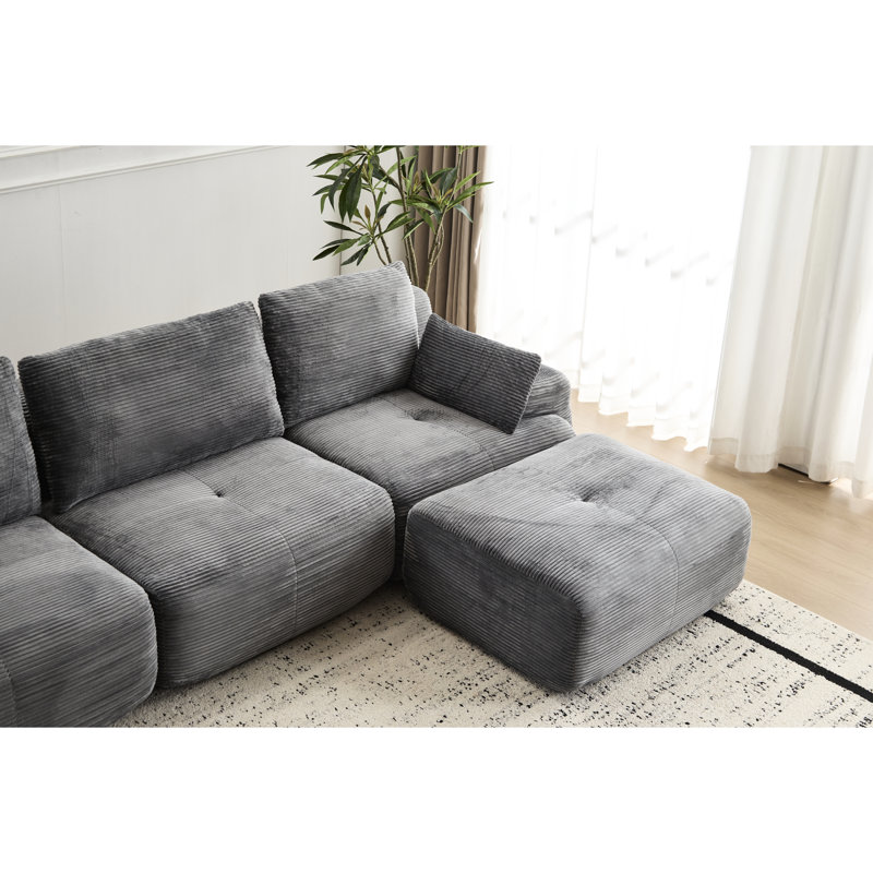 Customizable Modular Corduroy Sofa - Pet-friendly Memory Foam Couch, No-assembly Multi-space Seater