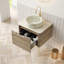 Ensemble de meuble-lavabo flottant en chêne blanc flottant, céramique et pierre frittée, élégance moderne pour la salle de bain