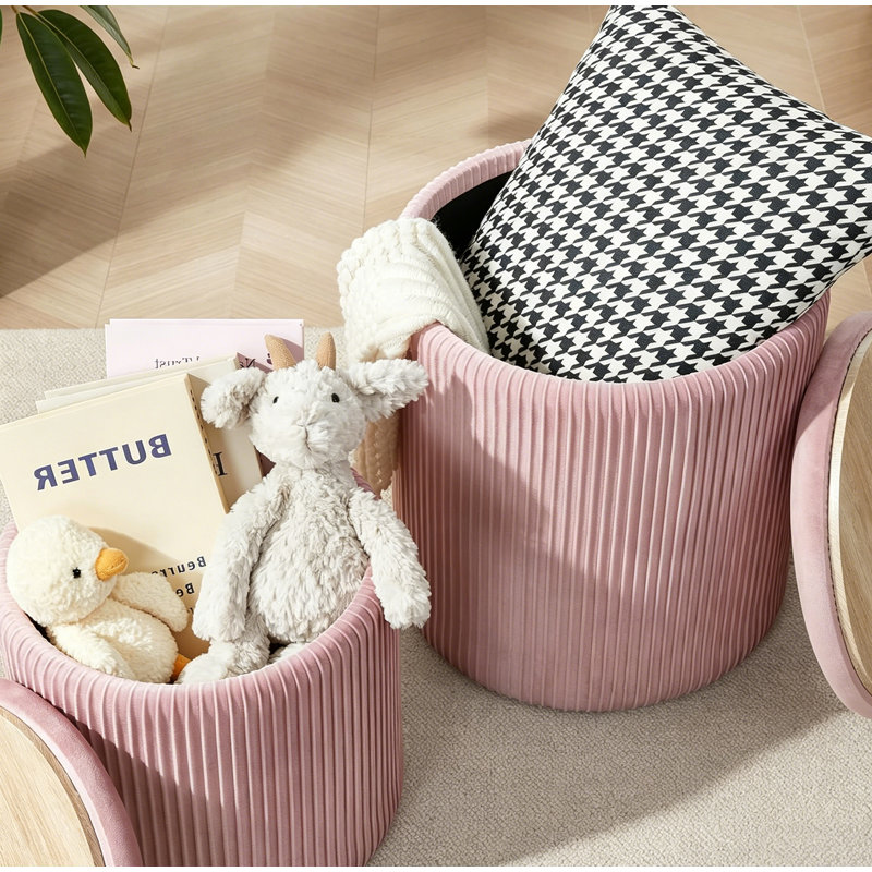 Ensemble de 2 tabourets de coiffeuse, Rose