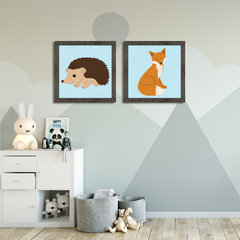 « superficies animal ii »-ensemble de 2 pièces imprimées, Cadre brun, H 13,5 po x l 13,5 po x P 1 po