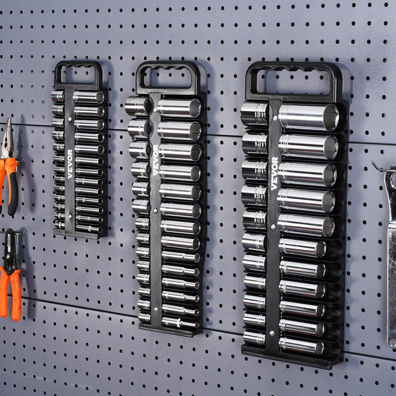 Portable Socket Organizer Set 3PCS 76-Clip Magnetic Socket Tray Metric/SAE