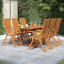 Ensemble de salle à manger de jardin en bois massif 7 pièces vidaXL 120-170 cm-283414764-283414765-319132615