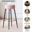 Modern Velvet Bar Stool with Gold Footrest and Black Metal Legs, Counter Height Kitchen Stool-1462102459