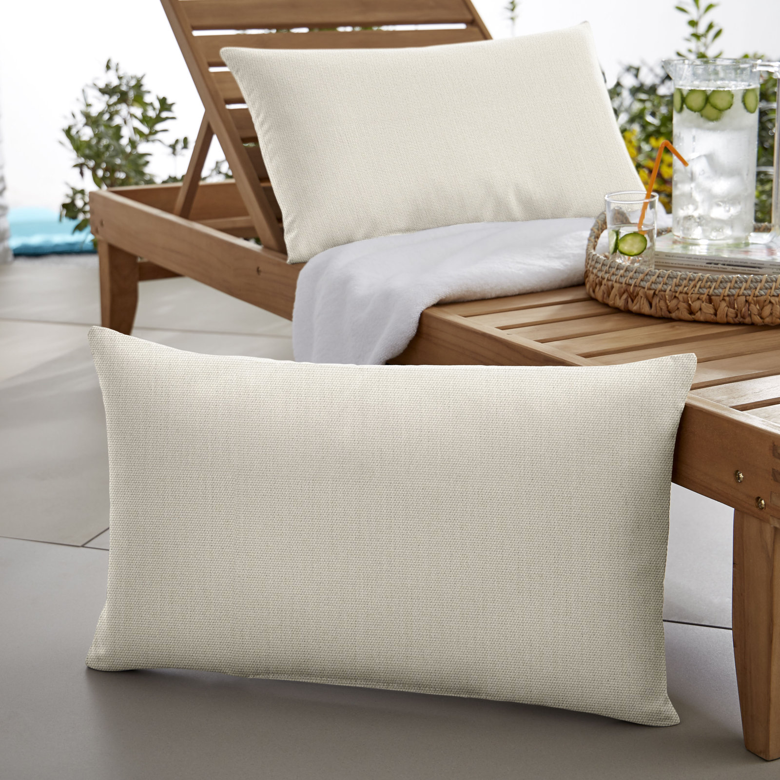 Sunbrella® Throw Pillow, 16" H x 26" W, Off White