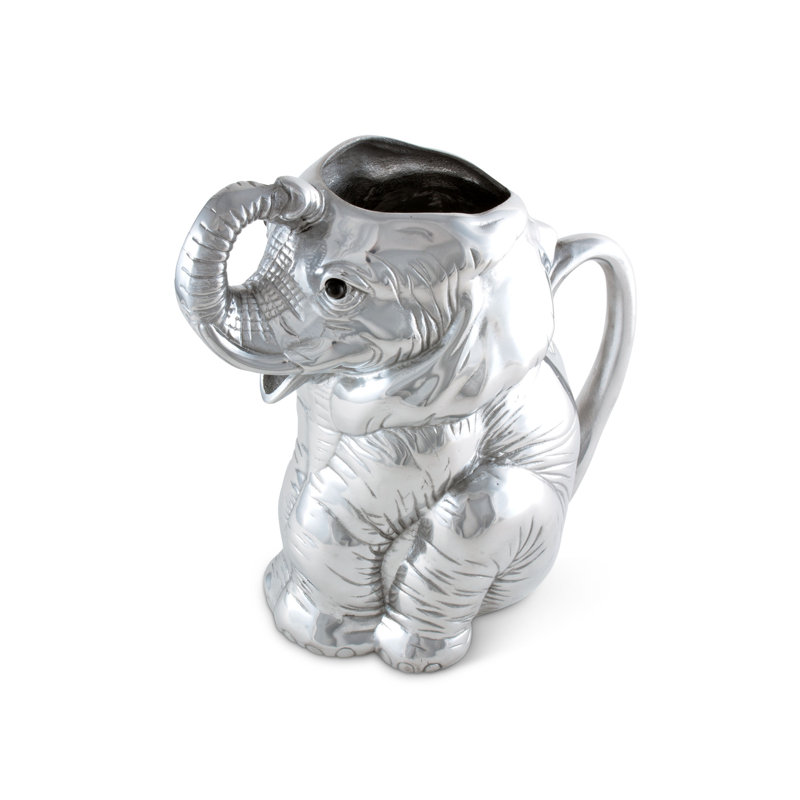 Arthur Court Silver Aluminum Elephant Pitcher 64 oz